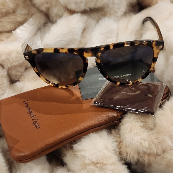 Ermenegildo Zegna Men's Sunglasses - Mirrored Lens Dark Havana Frame | EZ0171 52 - Picture 8 of 9